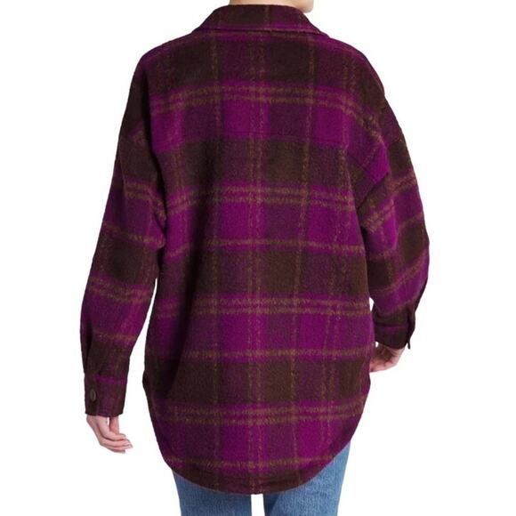 NWT Good American wool Blend Plaid Shacket Shirt Jacket Size Small Medium - Picture 6 of 12